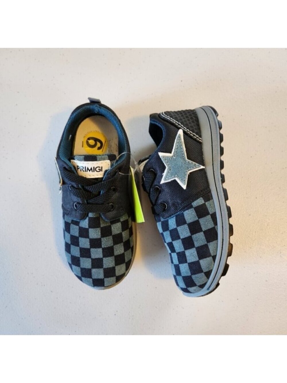 Primigi Boys Blue Checkered Star Sneakers Running Shoes Kids Size 25 8.5 new - Picture 3 of 9